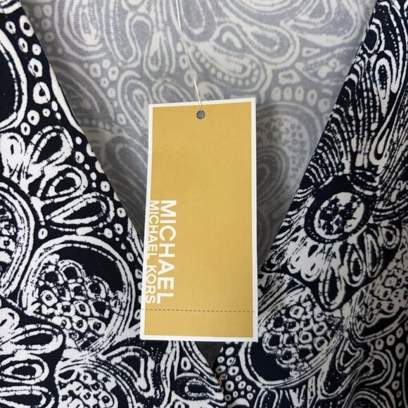 NWT Michael Kors Faux Wrap Midnight Blue Paisley Mini Dress Womens Size XS - Picture 7 of 15